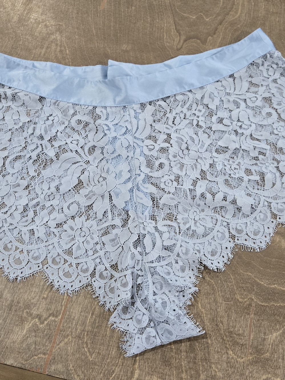 For Love And Lemons Zeta Lace Shorts Light Blue Scalloped Bottom Floral Feminine